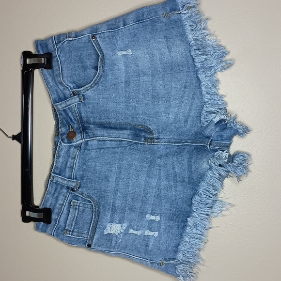 Jean Shorts with Frayed Hemline - Picture 1 of 4